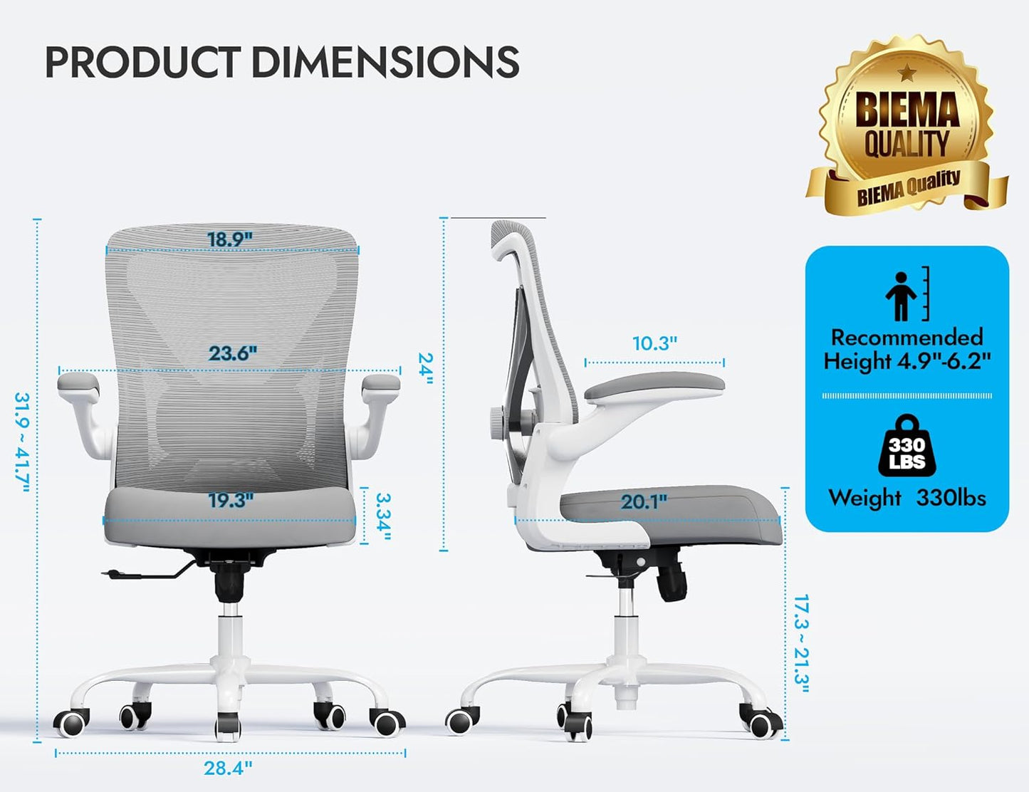 Ergonomic Office Chair - X-Shaped Computer Desk Chair Comfy, Gaming Chair, Office Chair with Lumbar Support, Mesh Office Chairs, Desk Chair for Long Hours(White Ash)