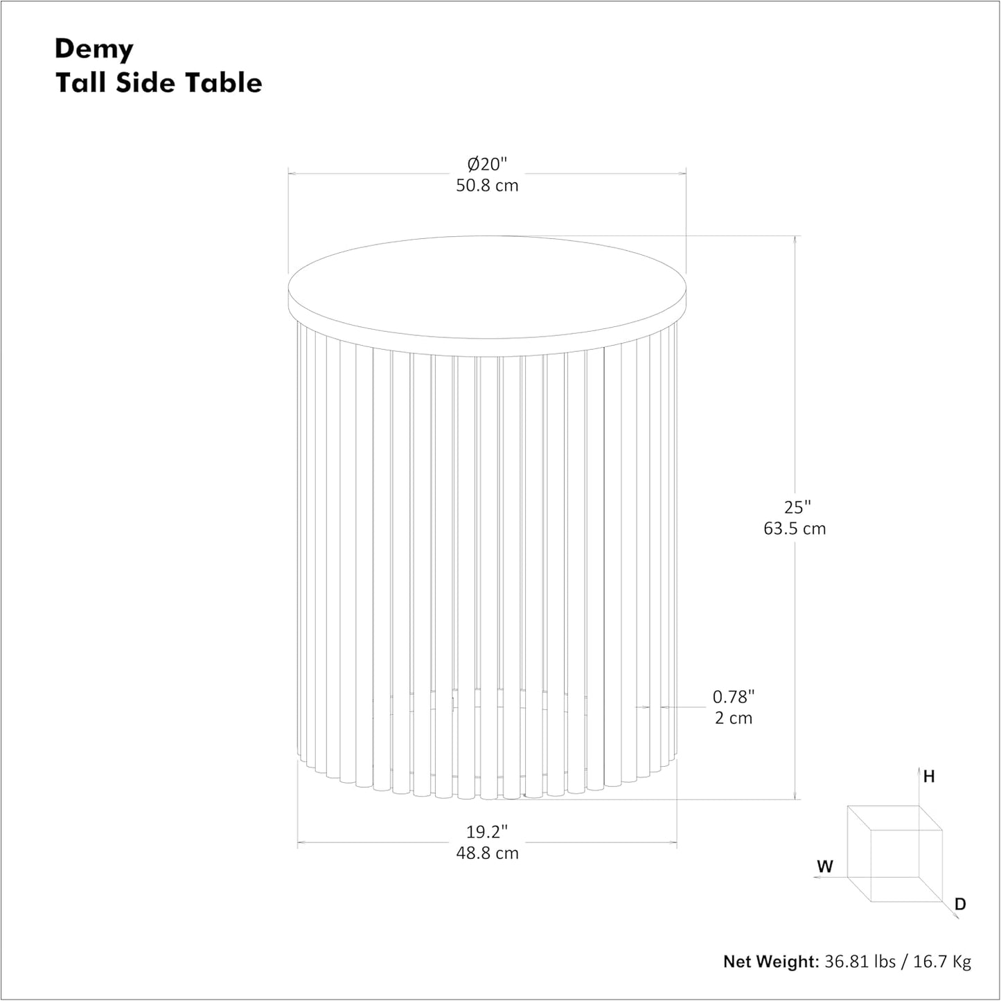 SIMPLIHOME Demy 20 inch Wide Tall Side Table in Natural Solid Mango Wood/Black Metal, Slim Round Accent Table for Living Room, Bedroom, or Entryway, Industrial Style Assembled