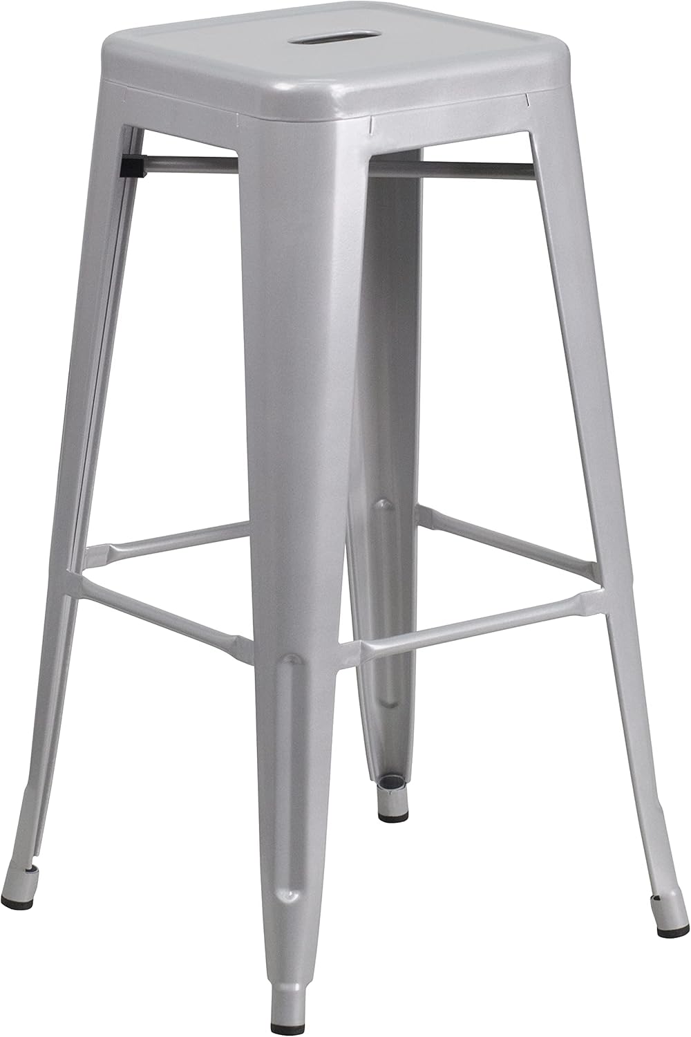 Flash Furniture Commercial Grade 30" High Backless Silver Metal Indoor-Outdoor BarStool with Square Seat
