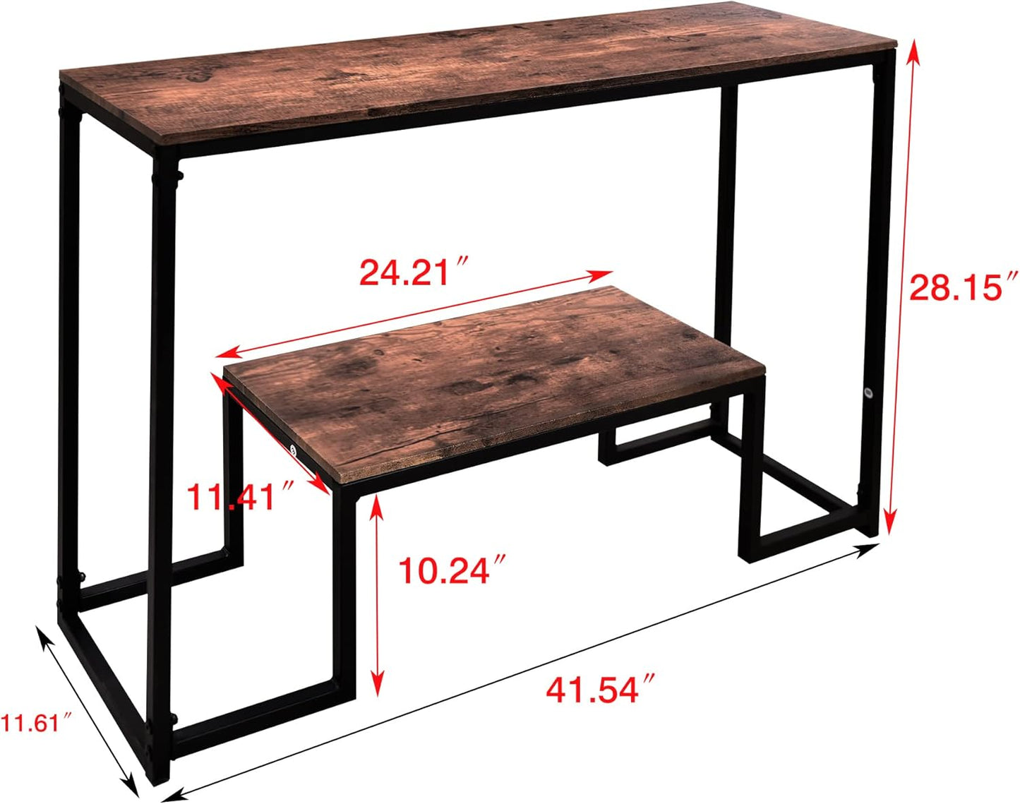 HOMERECOMMEND Console Table Narrow Sofa Tables Industrial Entryway Tables Rustic Hallway Table Foyer Table for Entryway,Hallway, Sofa,Living Room,Kitchen Rustic Brown