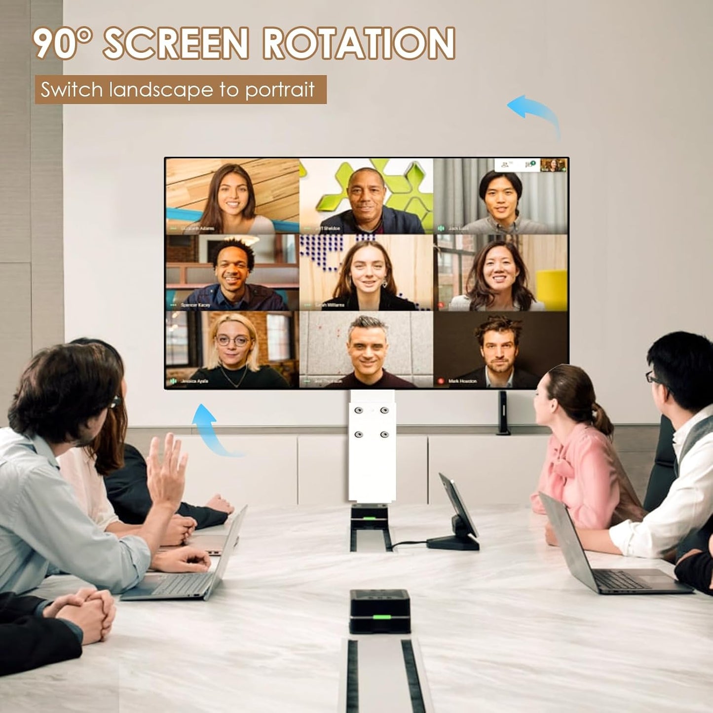 Rolling TV Stand Portrait for 65 70 75 Inch TVs, Tilt and Swivel Mobile TV Cart on Wheels up to 110 Lbs, 6 Height Adjustable PortableTV Stand, Max VESA 600x400mm White