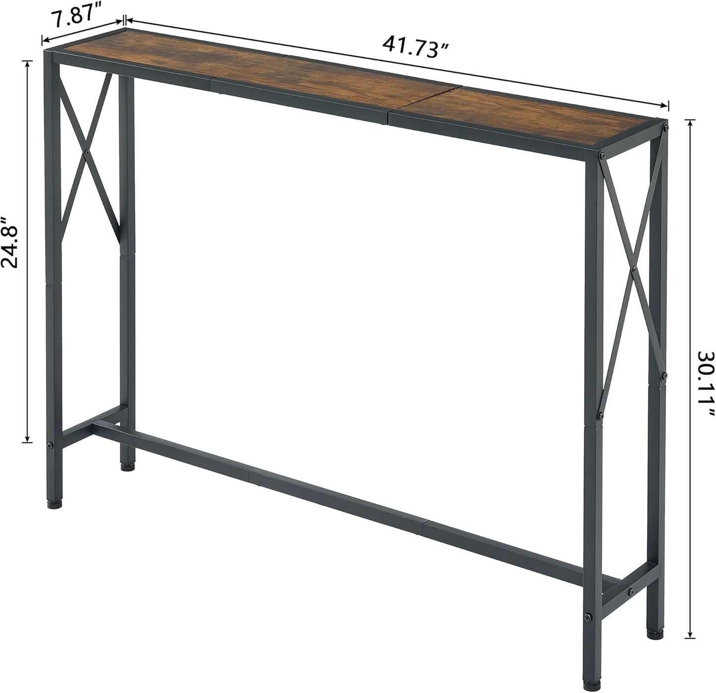 41.7" Console Table Behind Couch, Industrial Narrow Sofa Table for Hallway, Living Room, Bedroom, Rustic Brown
