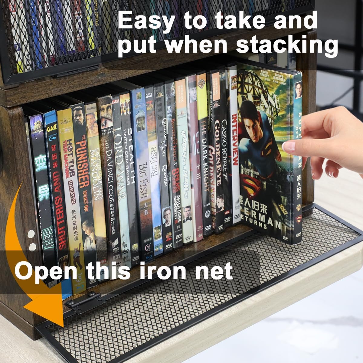 DVD Storage Rack - DVD Storage Case Holds 28 Full Case DVDs, 32 Blu-Ray Disc, Desktop or Closet DVD Stand, CD Display for Blu-Ray | Video Gam e Cases | Papers | Cards