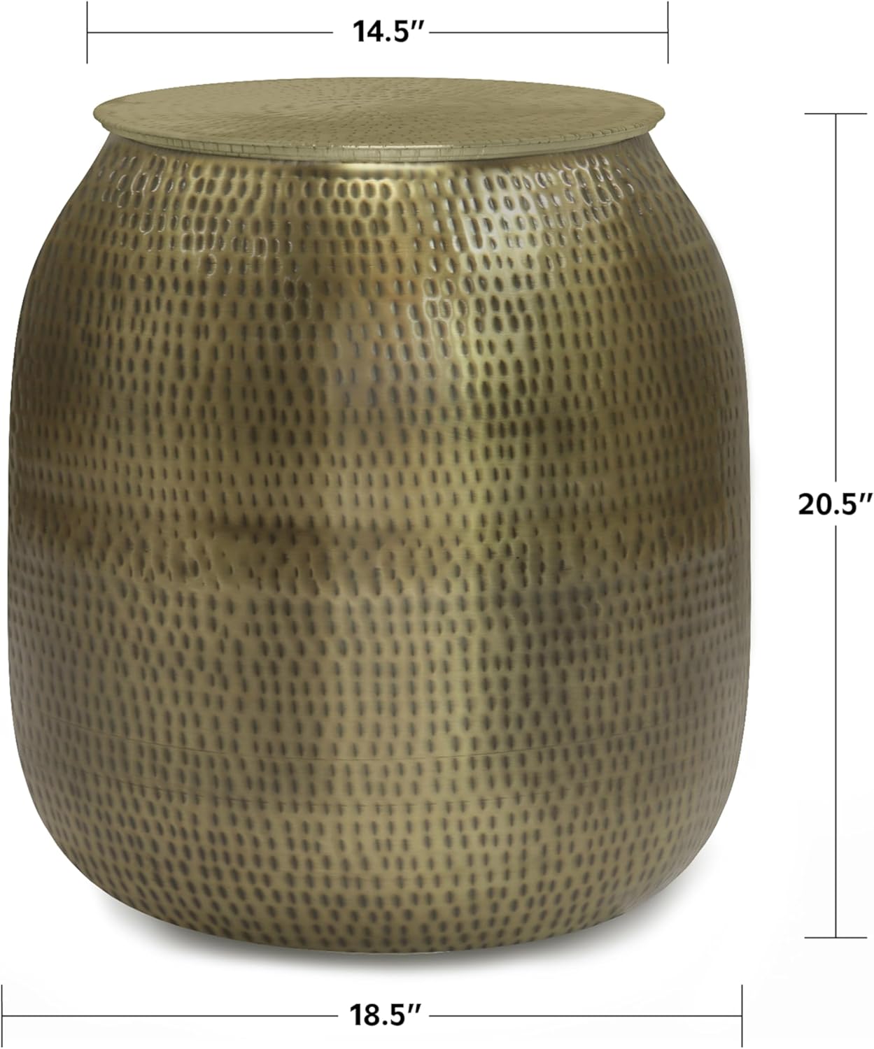 SIMPLIHOME Griffen Contemporary 19 inch Wide Metal Storage Accent Side Table in Antique Gold, Fully Assembled for the Living Room and Bedroom