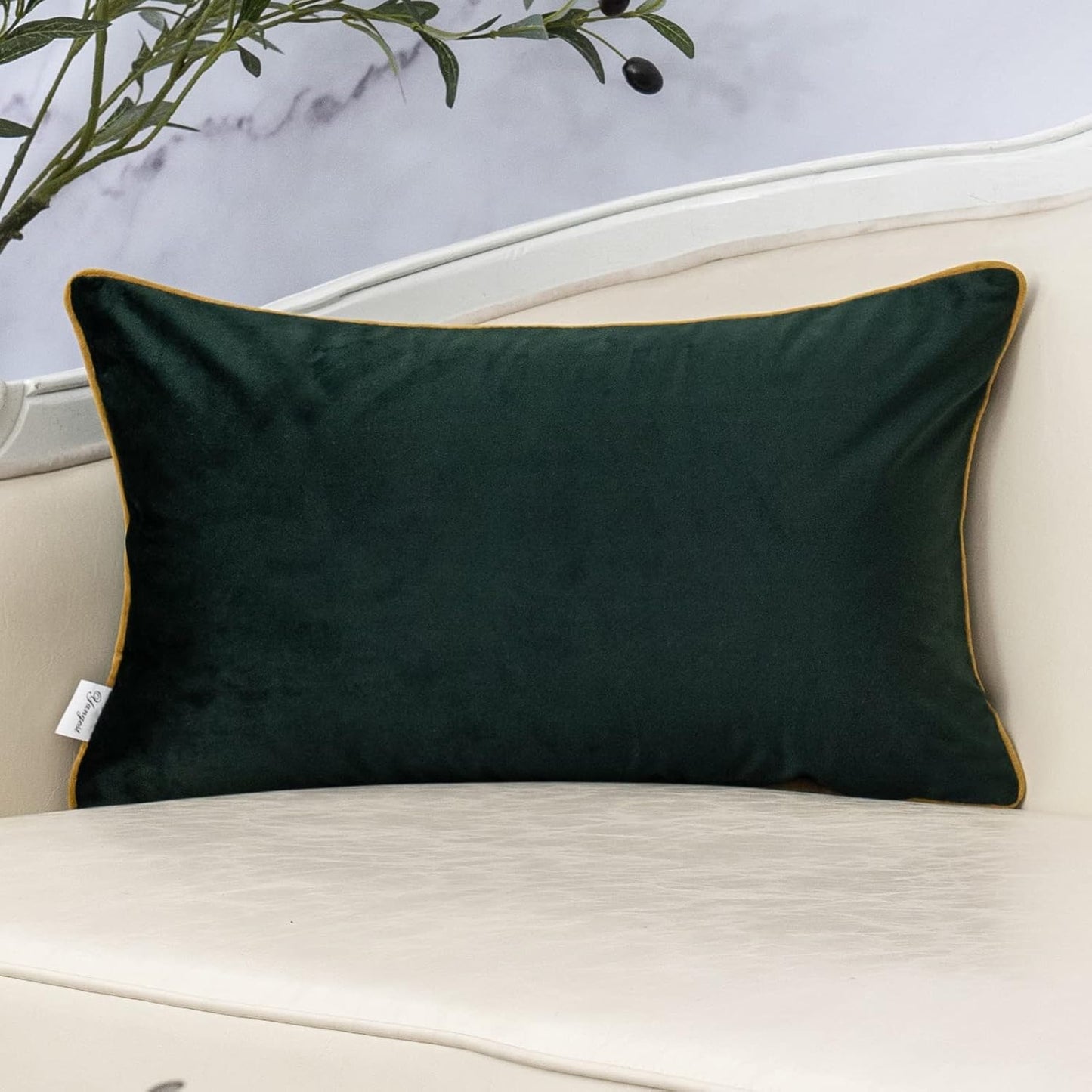 Yangest Green Throw Pillow Cover Wavy Cushion Cover Modern Zippered Rectangular Pillowcase for Sofa Couch Bedroom Living Room Home, 12x20 Inch