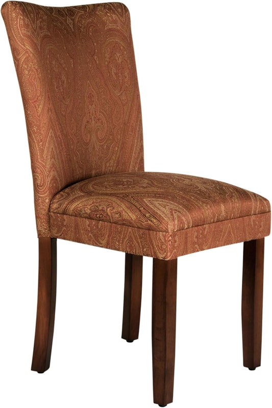 Homepop Home Decor |K1136-F765 | Classic Upholstered Parsons Dining Chair | Single Accent Dining Chair, Red & Gold Damask