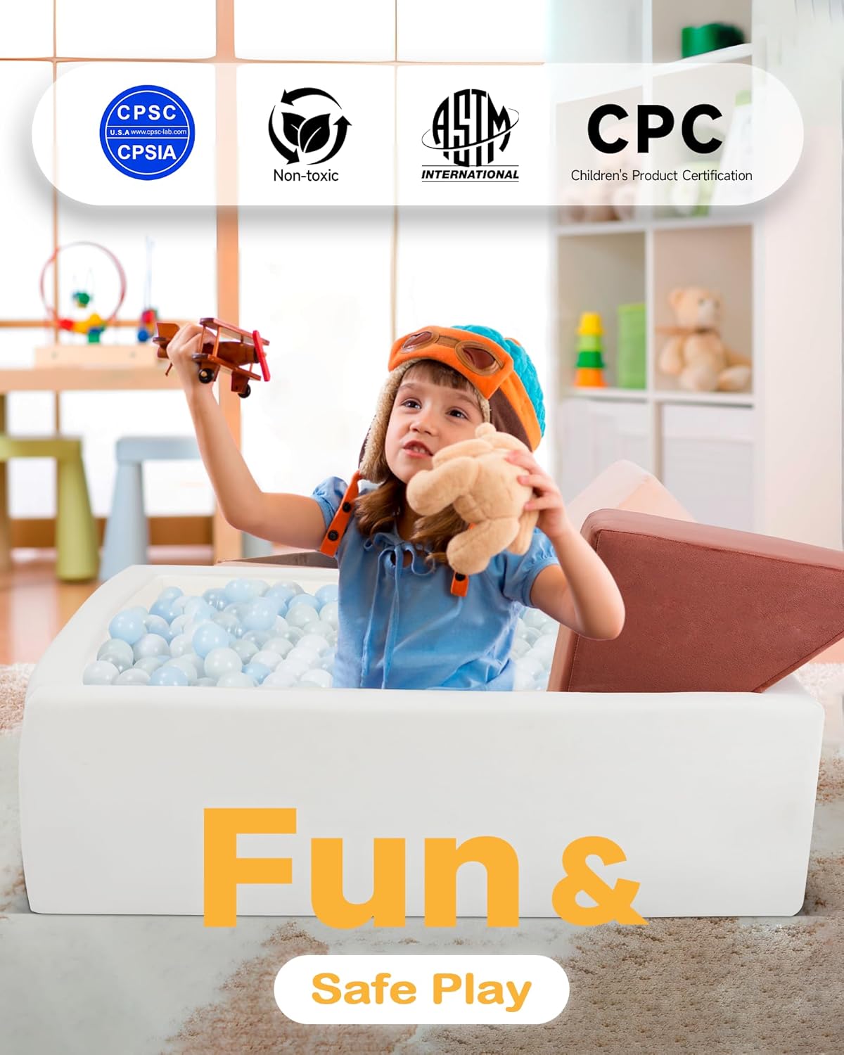 Kids Play Sofa, Tangram Square Puzzles Couch Furniture, Modular Kids Play Couchs Furniture, Puzzle Solving Couch Building Fort for Playroom Bedroom Boys Girls Teens, Dawn