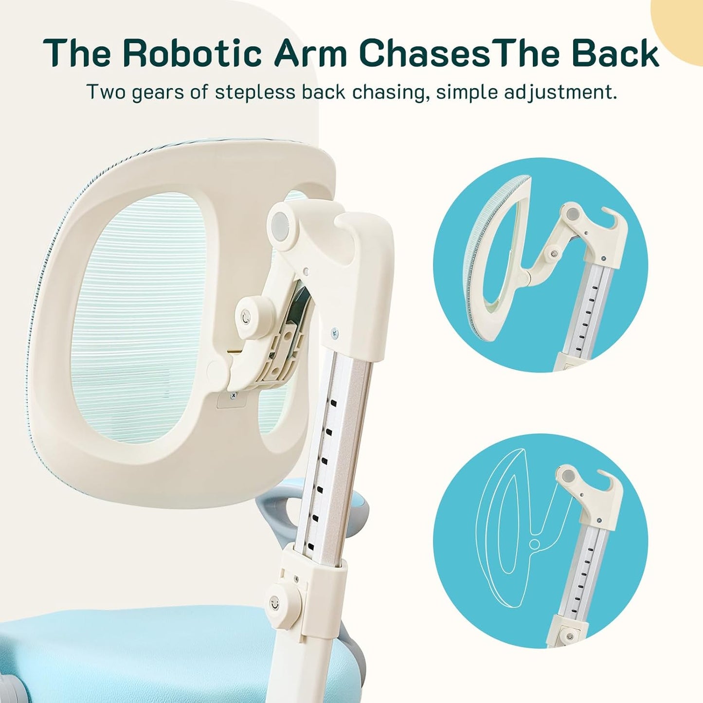 Ergonomic Kids Desk Chair with Footrest & Height-Adjustable Seat, Multifunctional for Study, Work & Dining – Comfy Cushion & Smooth Wheels for Boys & Girls (Blue)