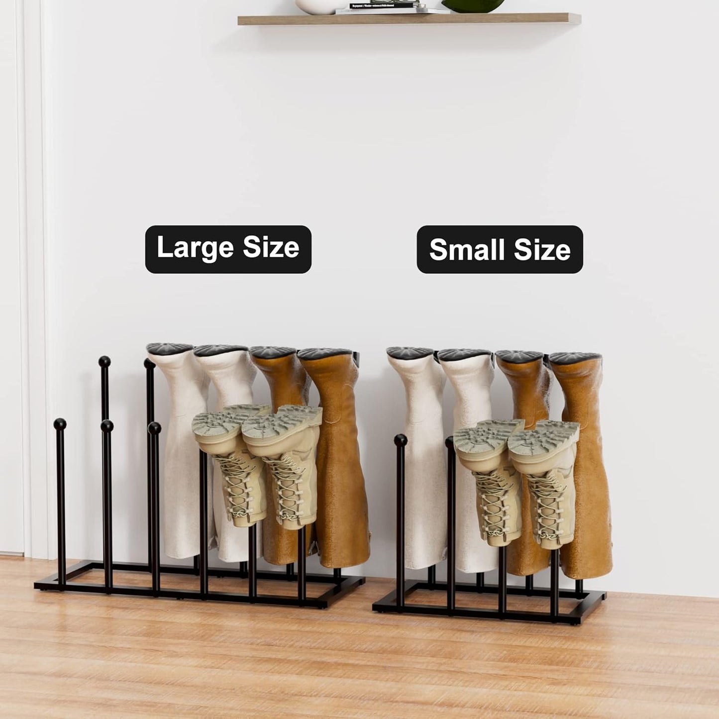 pickpiff Free Standing Shoe Racks - Black Metal Boot Rack, Shoe Organizer for Dorm Room, Closet, Entryway, Bedroom, Patio Outdoor, Hallway, Black Shoe Rack Organizer, Shoe Storage Fit for 4 Pairs