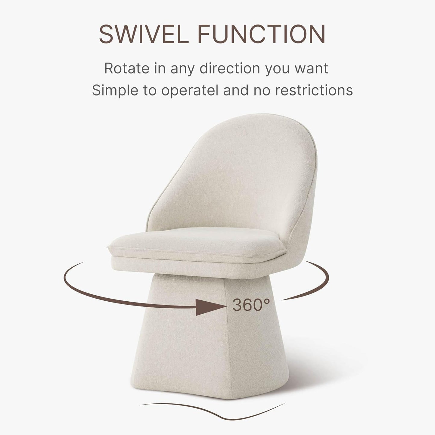 Swivel Dining Chairs Modern Desk Chair Upholstered Linen Fabric Side Chair for Kitchen Dining Room Bedroom,Linen,1 Box