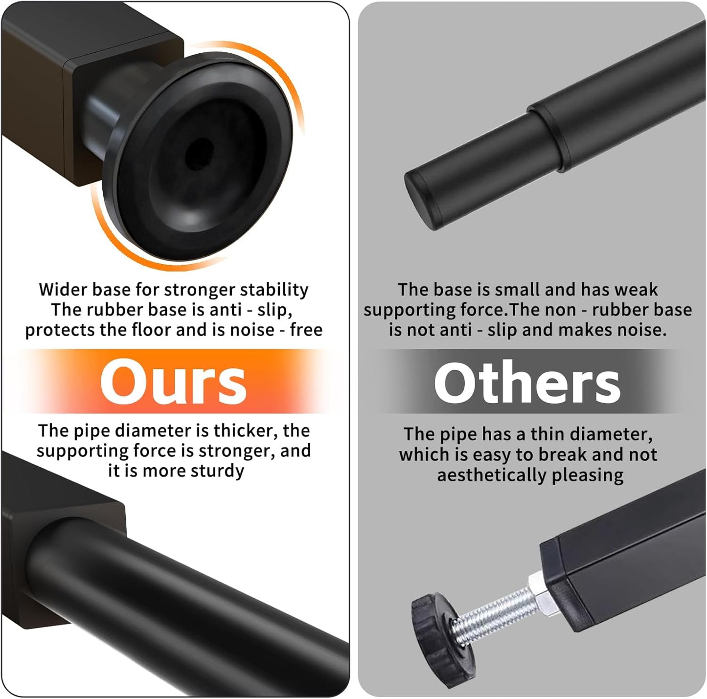 2PCS Adjustable Height Bed Support Legs, 10.2-16.5In, Metal Heavy Furniture Legs with Rubber Non-Slip for Sofa/Cabinet/Couch/Dresser/Table, Furniture Feet Replacement for King Queen Bed Frame Slat