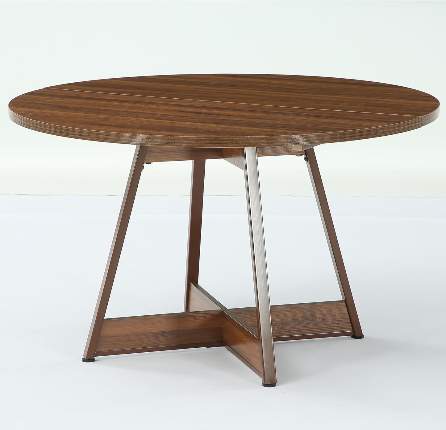 LITTLE TREE 39 Inches Round Dining Table for 2-4, Farmhouse Circle Kitchen Table for Dining Room, Wooden Dinner Table with Heavy Duty Pedestal, Small Bistro Table for Restaurant, Brown