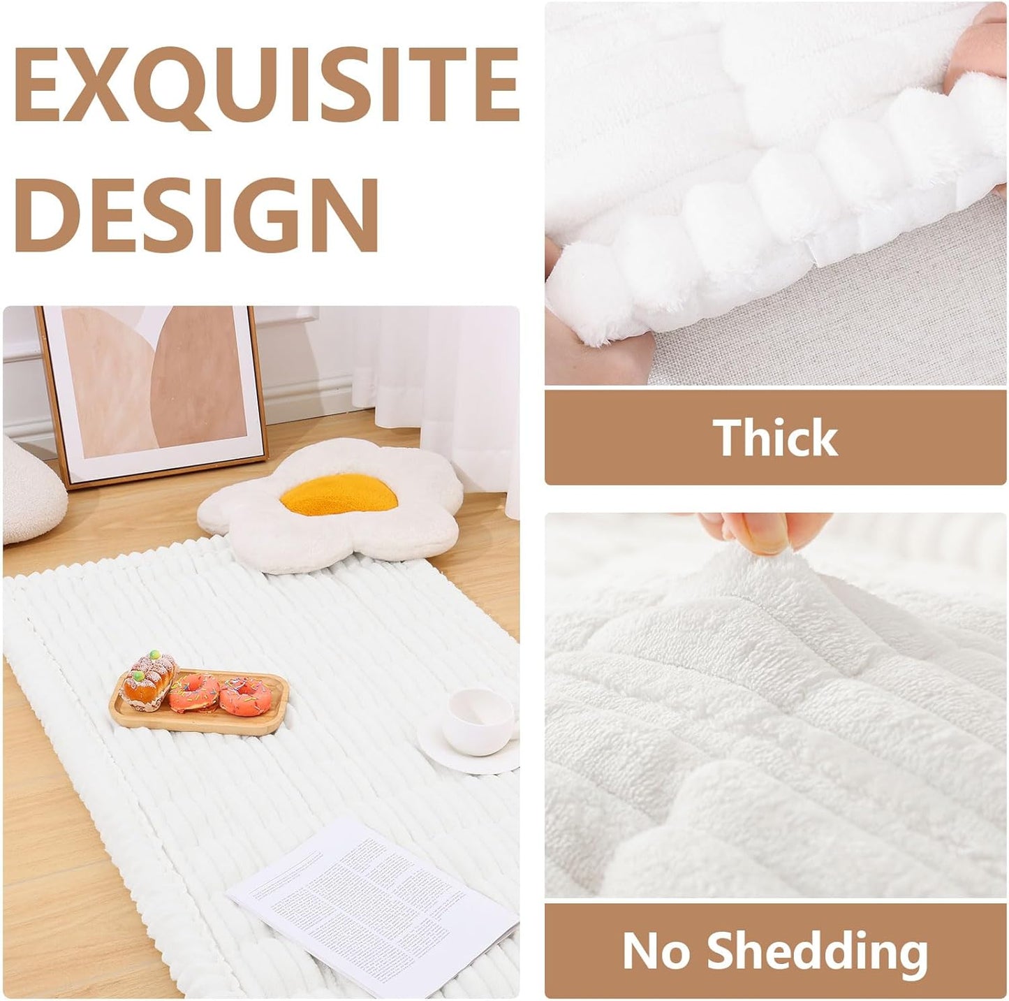 Smiry Couch Cover for Dogs Washable, Non Slip Fuzzy Pet Couch Covers for 3 Cushion Sofa Pet Friendly, Thick Soft Sofa Slipcovers Cushion Protector (White, 27.6" x 59")