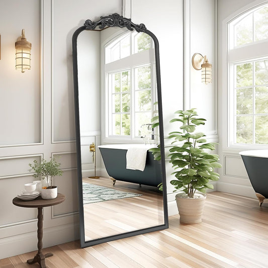 AIXI HOME Arched Black Antique Full Length Wall Mirror 22"x65", Arendahl Elegant Floor Vintage Mirror with Ornate Matel Frame, Baroque Inspired Home Decor for Bedroom/Living Room/Hallway
