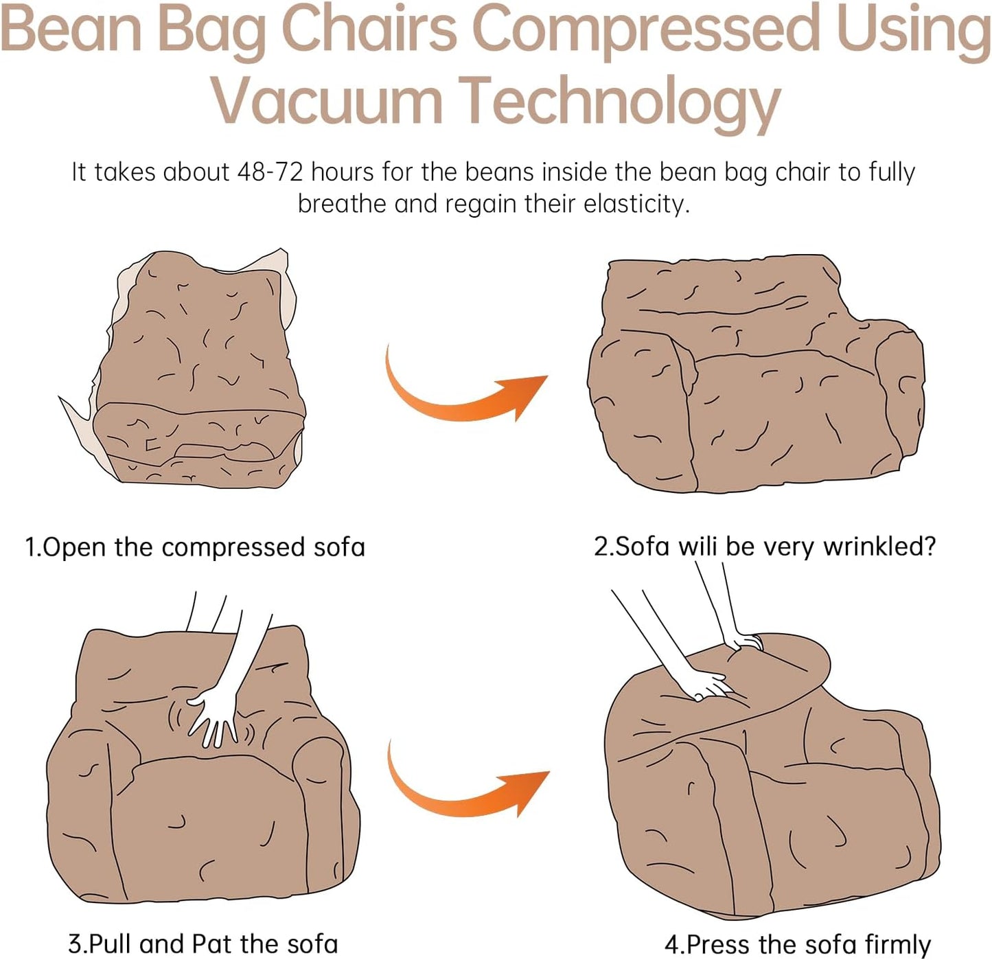 Bean Bag Chair with Filler, Bean Bag Sofa with Tufted Soft Stuffed Filling, Fluffy and Lazy Sofa, Comfy Cozy BeanBag Chairs with Memory Foam for Dorm, Apartment, Living Room (Pink)