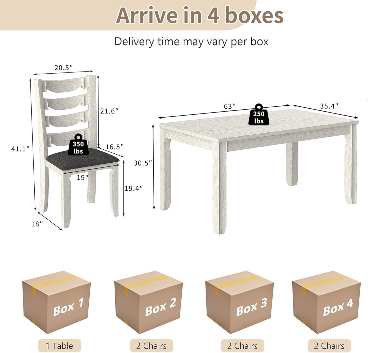 7-Piece Solid Wood Dining Table Set with 6 Upholstered Chairs - Easy Assembly Modern Design for Kitchen & Small Spaces, Durable Wooden Table and Chairs for Dining Room, Kitchen, Light Grey