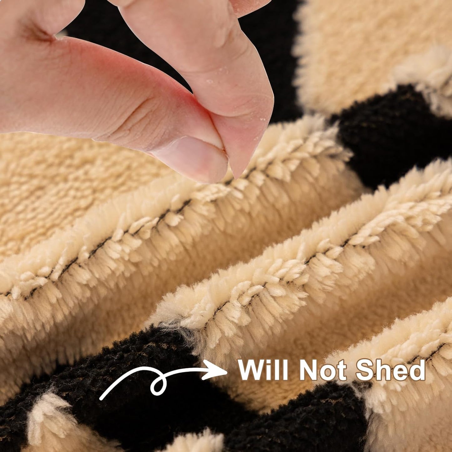 HANDONTIME Boho Sofa Covers for Dogs Black and White Sofa Covers for 3 Cushion Couch Sofa Beige Shu Velveteen Couch Covers for Sectional l Shaped Short Plush Furniture Covers, 71" X118"