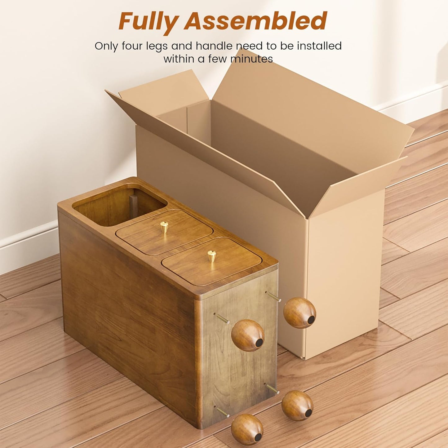 Small Nightstand, Narrow Tall Beside Table with 2 Drawers and Open Shelf, Walnut Solid Wood Night Stand, Mid Century Modern Nightstand for Bedroom (10 inch)