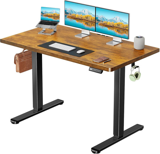 Marsail Electric Standing Desk with One-Piece Desktop,55 x 30 inch Height Adjustable Office Gaming Computer Desk with Deeper Tabletop,Home Office Stand up Desk with 4 Memory Presets, table for Bedroom