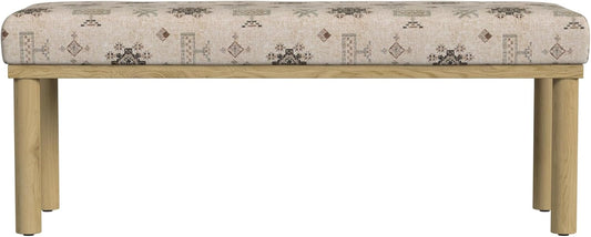 HomePop Oslo Decorative Bench -Cream Contemporary Global Pattern