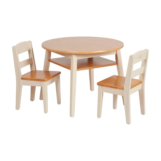 ECR4Kids Hideaway Table and Chair Set, Kids Furniture, Honey/Antique White, 3-Piece