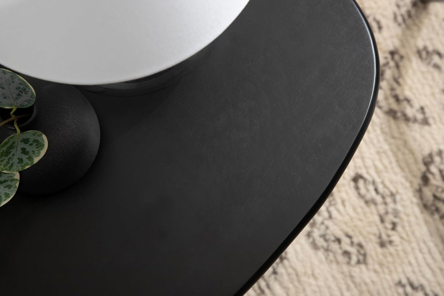 Kate and Laurel Tortola Modern Irregular Round Side Table, 22 x 18 x 20, Black, Transitional Pebble End Table for Use as Bedroom Nightstand or Living Room Accent Table