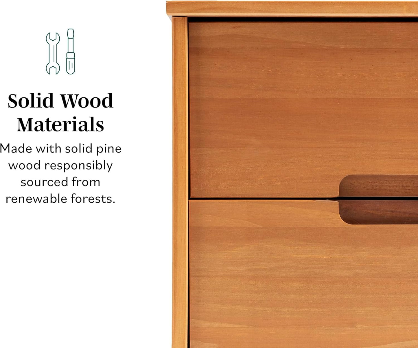 Brynn Modern Solid Wood Groove Handle Nightstand 24 Inch Natural Pine