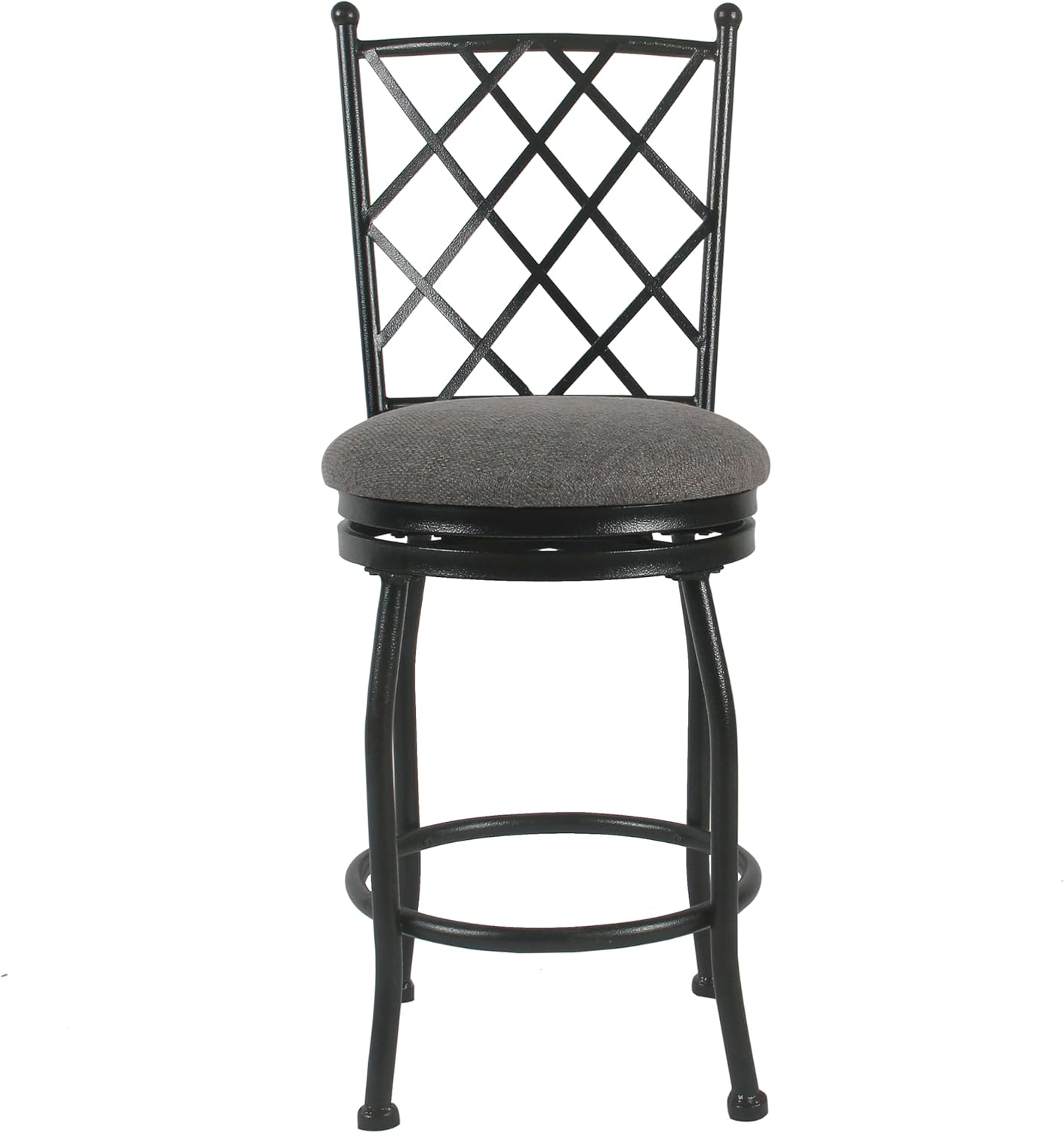 HomePop Home Decor | Metal Counter Height Bar Stools | 24" Bar Stools with Back | Decorative Home Furniture (Gray Woven)