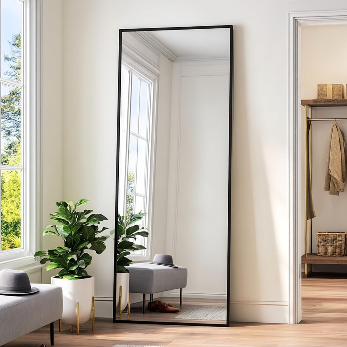 KOCUUY 72x30 Inch Large Black Wall Mounted Mirror,Aluminum Framed Decorative Rectangular Bathroom Mirror for Wall Over Sink,Vanity Mirror for Bedroom Living Room Bathroom,Functional Oversized Mirror