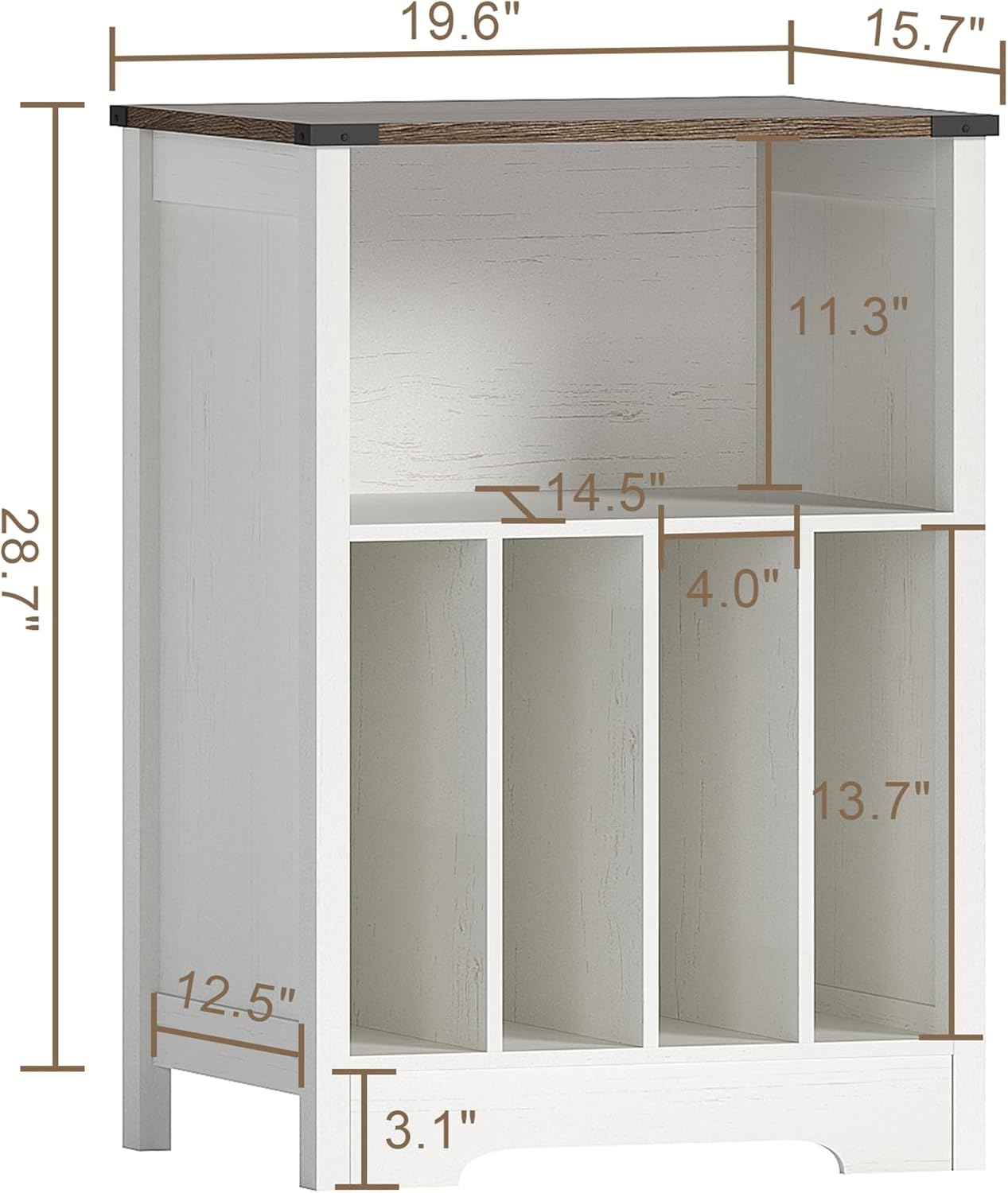 ChooChoo Record Player Stand, Vinyl Record Storage Cabinet, Turntable Stand Holds up to 160 Albums, Record Player Table Display Shelf for Living Room, Bedroom, Office, Rustic White