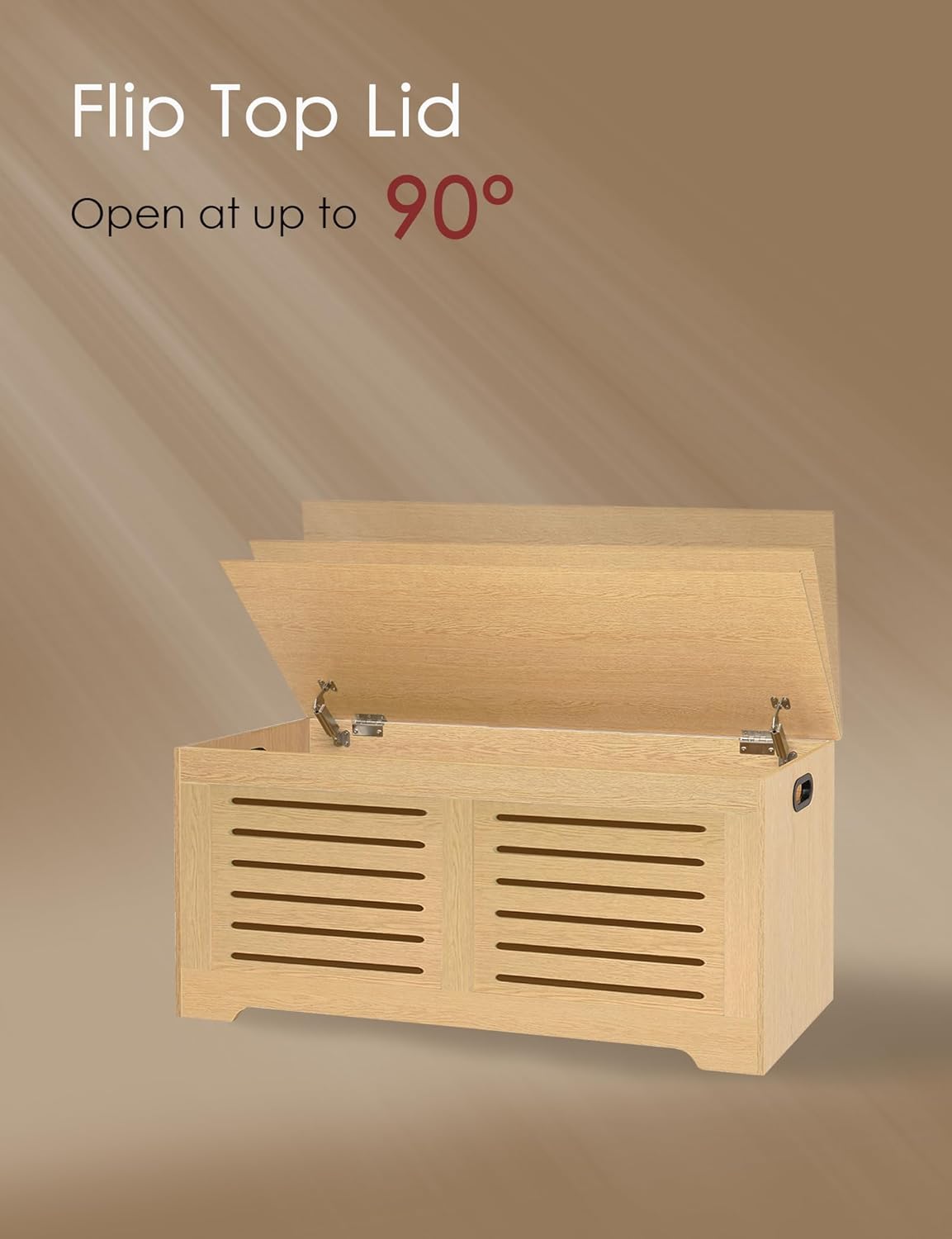 DINZI LVJ Storage Chest, 43.3”Wooden Storage Box with 2 Safety Hinges, Entryway Shoe Bench with Flip-Top, Farmhouse Style Trunk for Living Room, Bedroom, Play Room, Easy Assembly, Natural