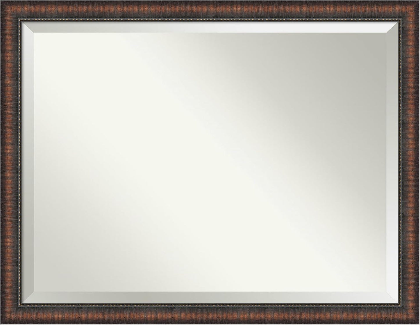Amanti Art Brown Wall Mirror 34x44 Caleb Brown Rectangle Bathroom Mirror for Wall Decor Living Room, X-Large Rustic Farmhouse Frame, Hangs Horizonally and Vertically, Bathroom Decor, Beveled Edge