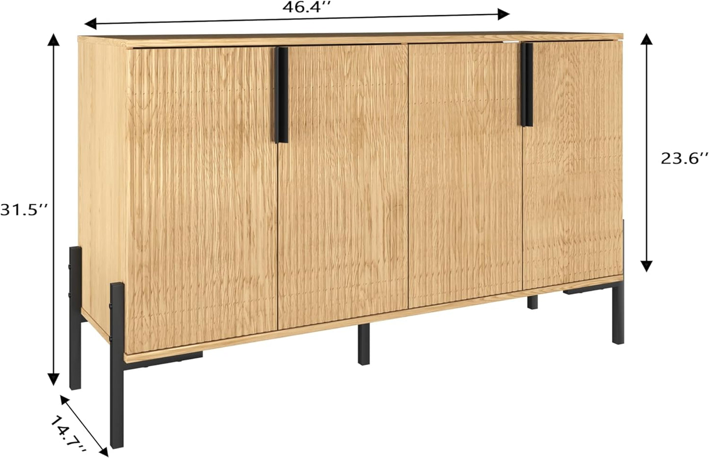 4 Doors Sideboard Buffet Cabinet with Adjustable Shelves, Modern Accent Sideboard with Golden Legs, Wide Storage Cabinet for Kitchen, LivingRoom,Natural
