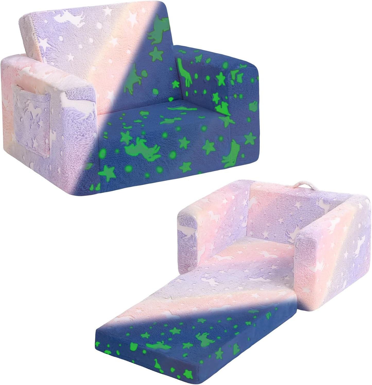 Tiita Kids Sofa, 2-in-1 Kid Sofa, Convertible Children Couch to Lounger, Flip Out Kids Chair, Toddler Armrest Chair Bed, Folding Kids Play Sofa for Girl or Boy(Twill Pegasus)