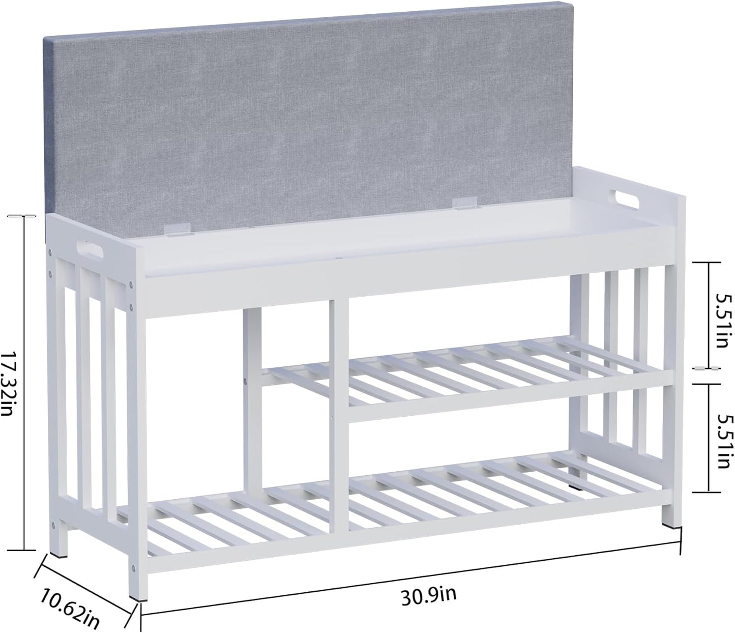 3-Tier Bamboo Shoe Rack Bench, Shoe Storage Organizer Bench, Entryway Benchs, Shoes Rack for Front Door Entrance, Entryway Bathroom Bedroom