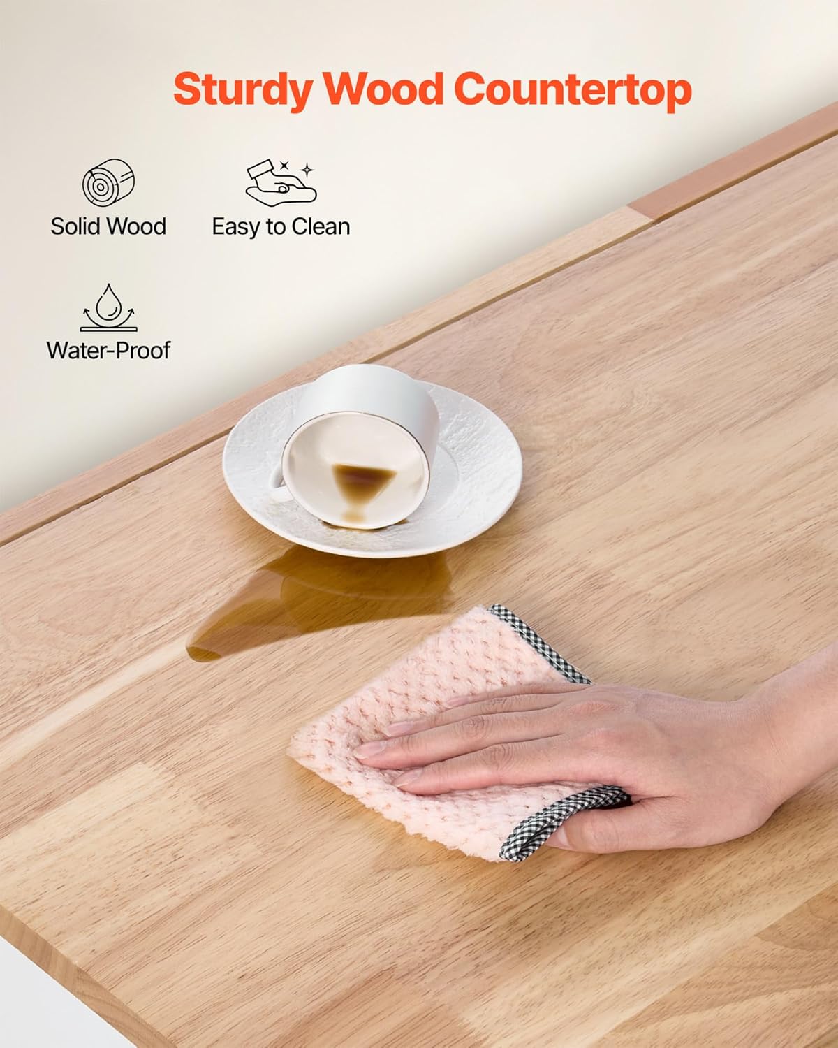 VEVOR Kitchen Island Cart, with Solid Wood Top and Storage Cabinet, Mobile Rolling Table with Drop Leaf, Drawers, Spice Towel Rack, Portable Islands on Swivel Wheels for Dining Room, 52in Width, White