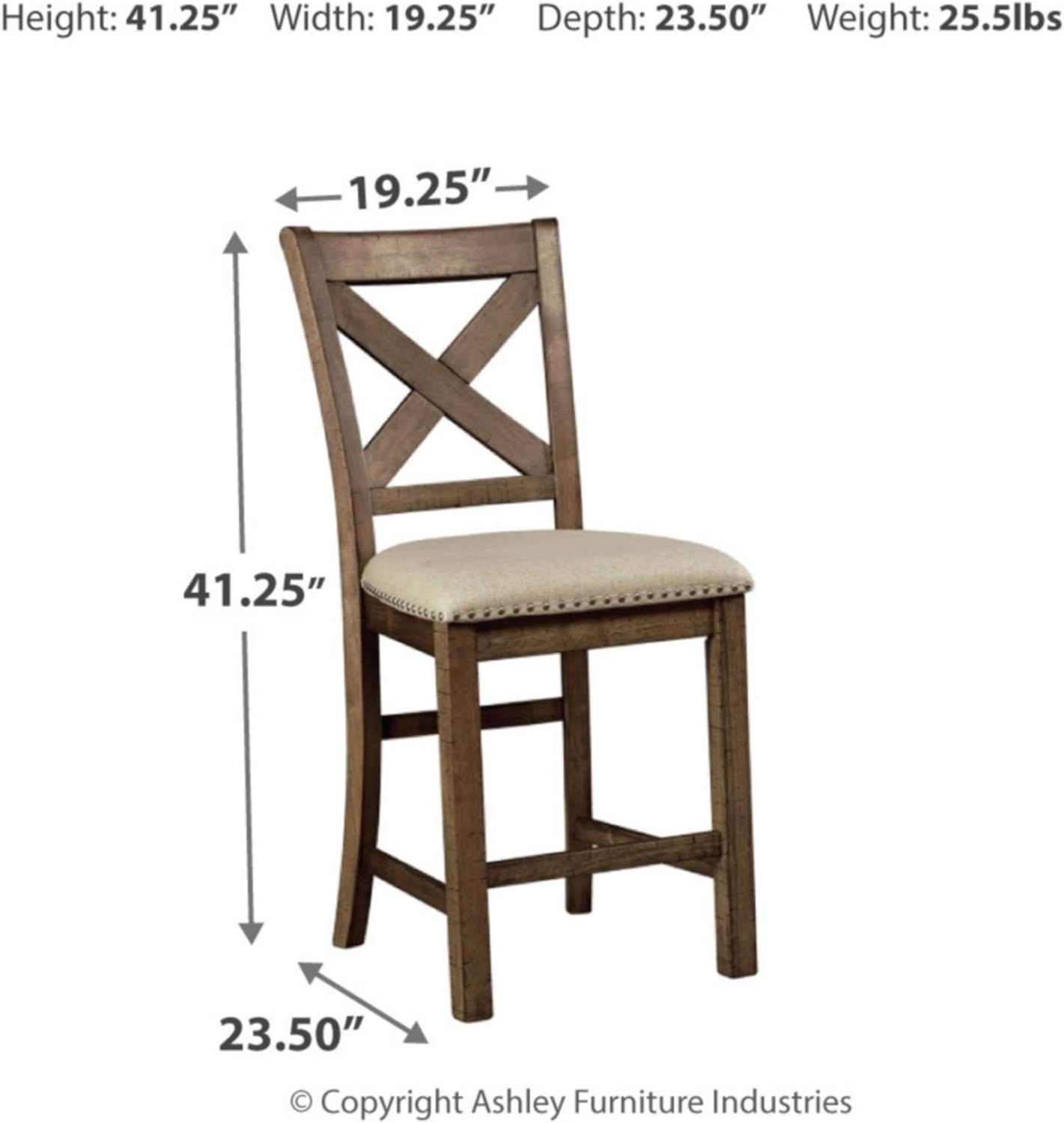 Signature Design by Ashley Moriville Rustic Farmhouse 24.5" Upholstered Barstool, 2 Count, Beige & Brown