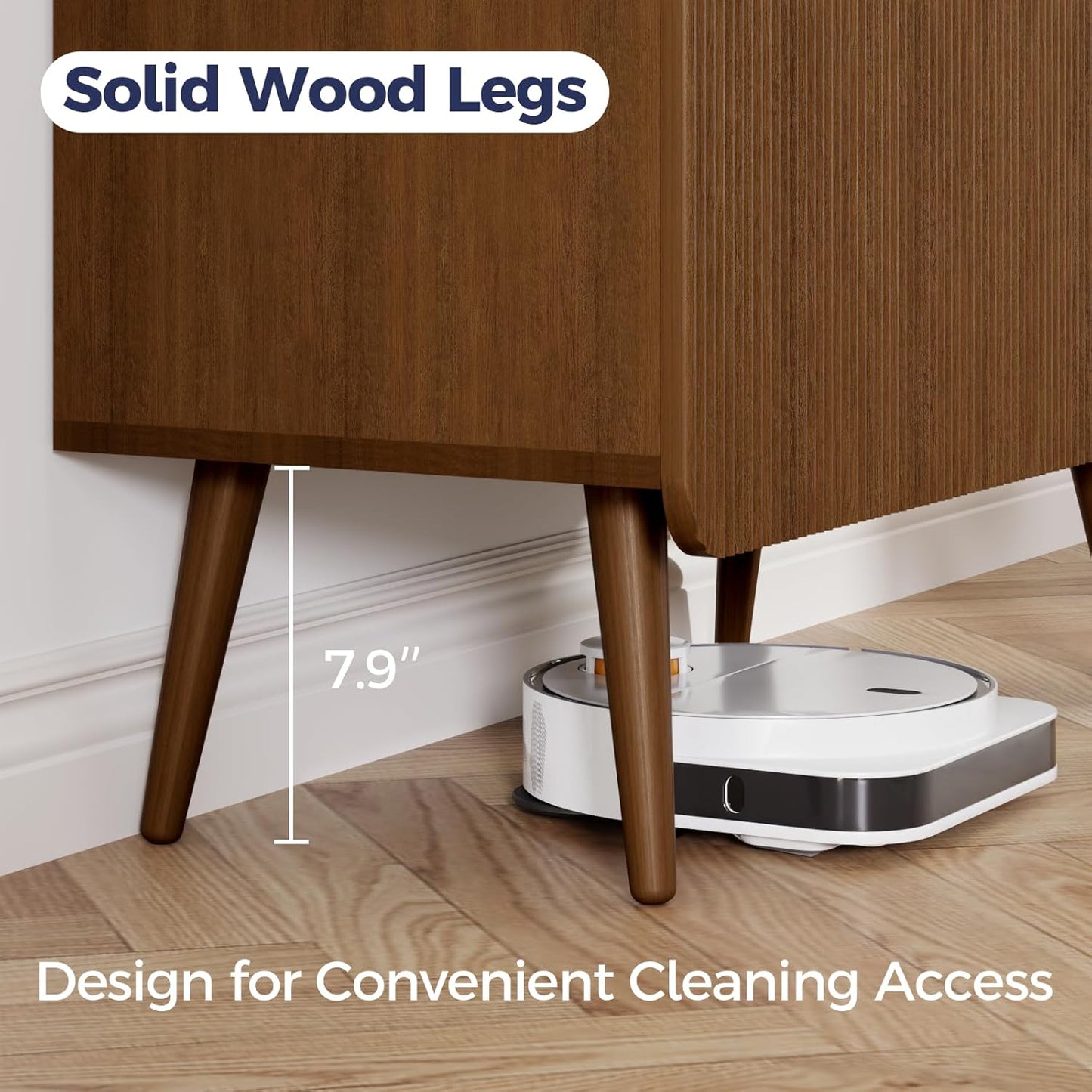 Fluted Buffet Cabinet – Modern Wood Sideboard with 2-Doors & Shelves, Multifunctional Storage Cabinet & Credenzas for Entryway, Dining & Living Room, Walnut