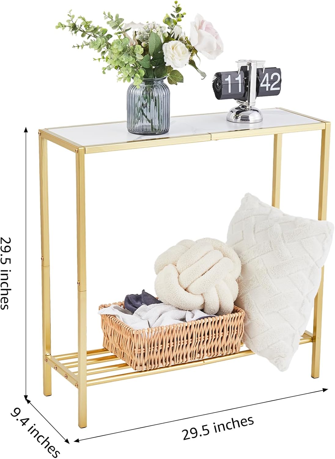 Wimarsbon 29.5" Sofa Tables, Narrow Console Table, 2 Tier Thin Sofa Table, Small Entryway Table with Shelf, Side Display Stand, Metal Frame Sturdy for Hallway, Living Room