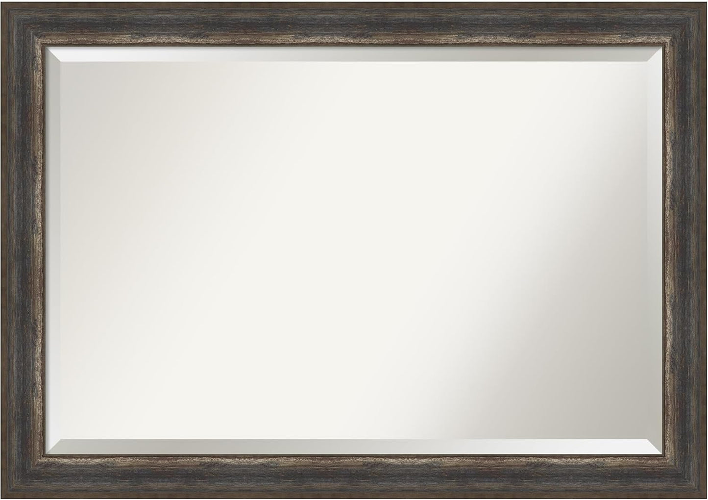 Amanti Art Brown Wall Mirror 29x41 Alta Rustic Char Rectangle Bathroom Mirror for Wall Decor Living Room, Large Rustic Farmhouse Frame, Hangs Horizonally and Vertically, Bathroom Decor, Beveled Edge