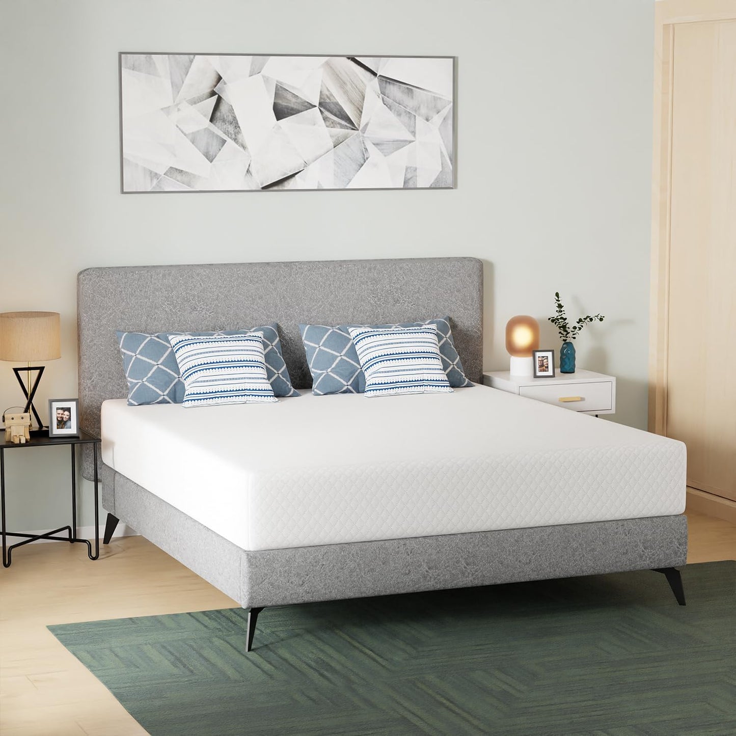 FDW | 12 Inch King Mattress | Medium Firm | Gel Memory Foam Mattress | White | Bed in a Box, CertiPUR-US Certified | Pressure Relief, Cooling Ventilated Foam | Washable Removable Cover