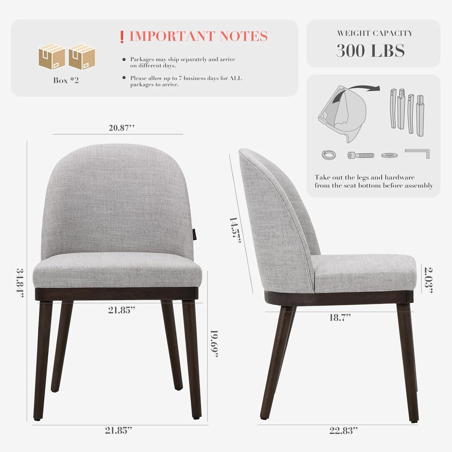 COLAMY Upholstered Dining Chairs Set of 4, Large Dining Room Kitchen Chairs with High Back and Deep Seat, Modern Fabric Dinner Chairs with Wood Legs, Light Grey