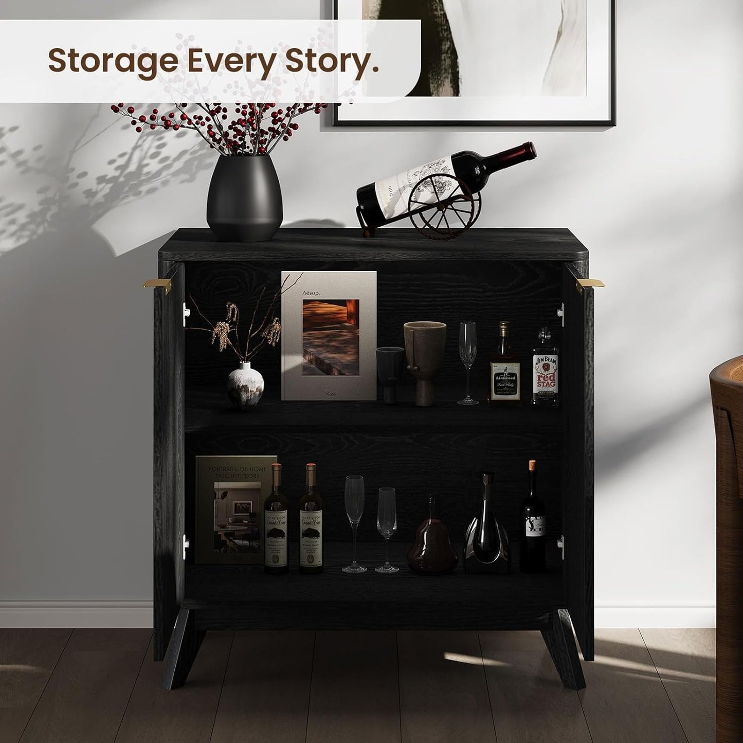 Buffet Cabinet with Storage, Fluted Multifunctional Storage Cabinet with 2 Doors, Sideboard Cabinet with Doors Modern Buffet Table Accent Coffee Bar Console Table,fluted buffet cabinet