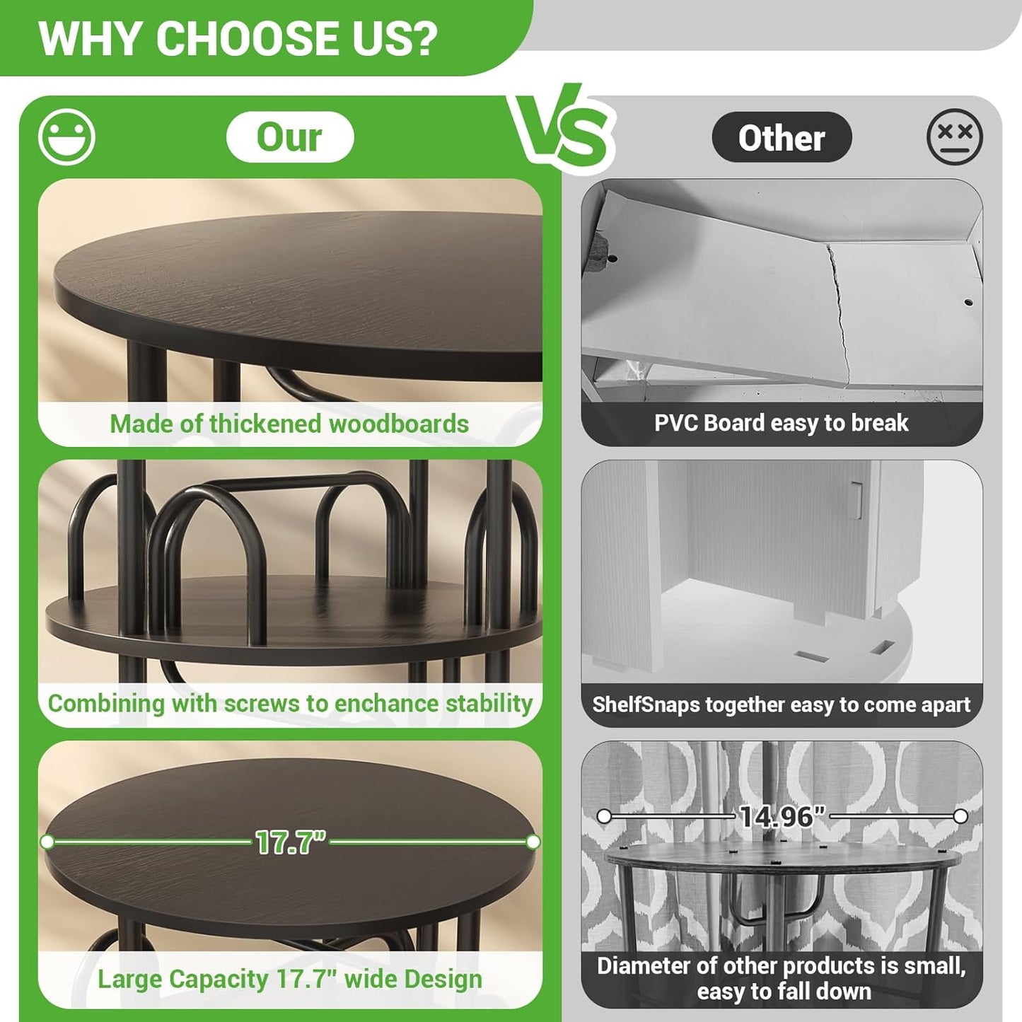 Aheaplus 4 Tier Rotating Bookshelf Tower, 360 Display Spinning Bookcase, Revolving Round Book Shelf Narrow Swivel Bookshelf, Vertical Turning Spiral Corner Book Organizer for Small Space, Black