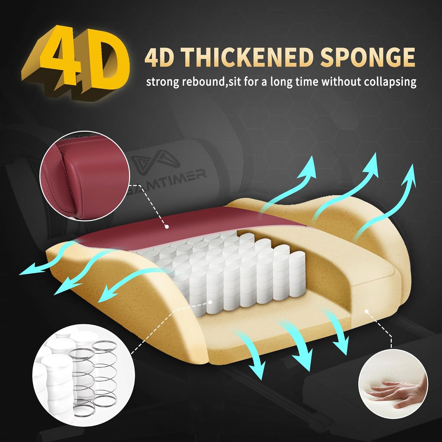 Gaming Chair, 400 lbs Adult Chair, High Back Computer Chair with Footrest and Linked Armrests, Office Video Game Chair with Lumbar Support (RED)