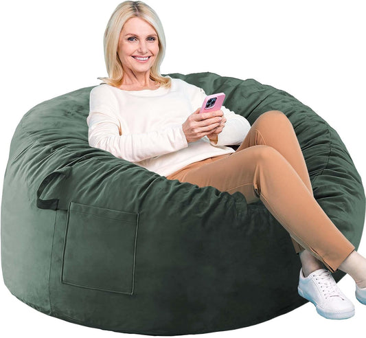 Bean Bag Chairs, Memory Foam Stuffing Bean Bag Chair for Adults/Teens/Kids, Velvet Lazy Sofa Furniture with Removable High-Rebound Memory Foam for Living Room Bedroom College Dorm