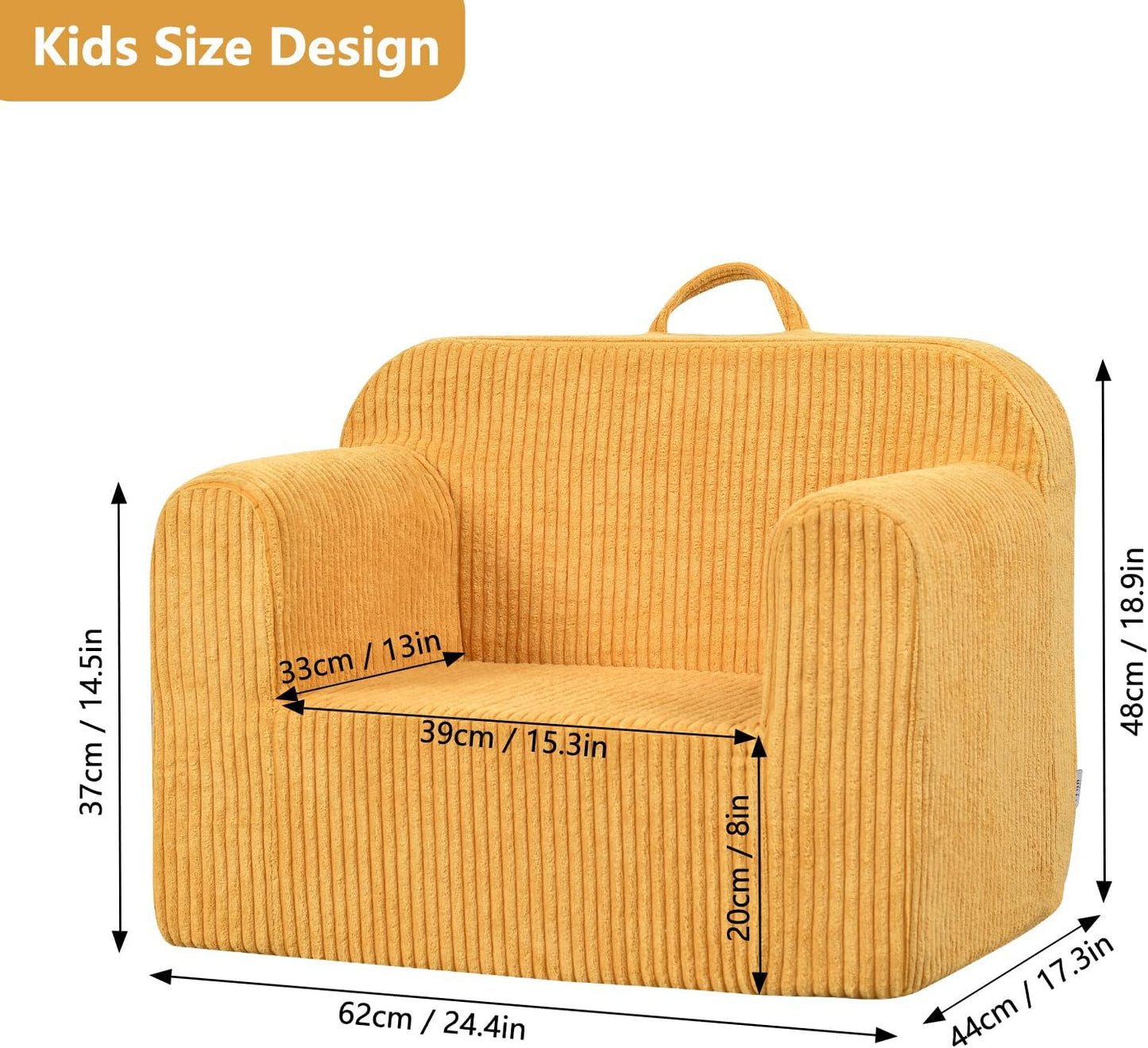 Getifun Kids Sofa, 2-in-1 Comfy Toddler Couch,Soft Sherpa Fold Out Toddler Chair for Boys and Girls (Yellow)