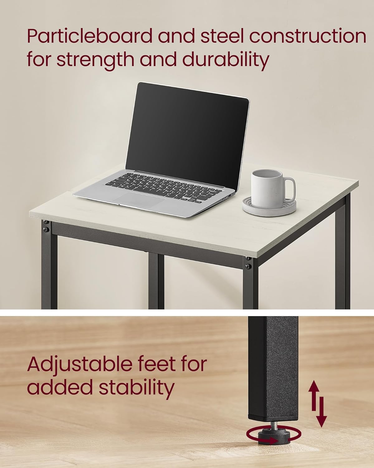 VASAGLE Bar Table, Small Kitchen Dining Table, High Top Pub Table, Height Cocktail Table for Living Room Party, Sturdy Metal Frame, 23.6 x 23.6 x 36.2 Inches for Narrow Spaces, Vintage White and Black