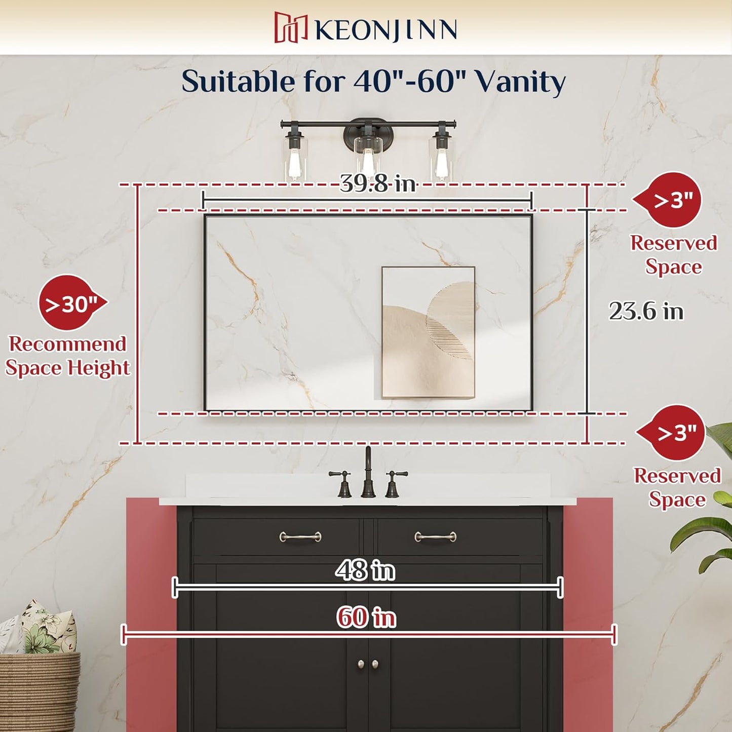 Keonjinn Gold Mirror for Bathroom 40 x 24 Inch Brushed Gold Mirror for Wall Metal Framed Rectangular Mirror for Bathroom Sink Gold Vanity Mirror Full Length Rectangle Mirror(Horizontal/Vertical)