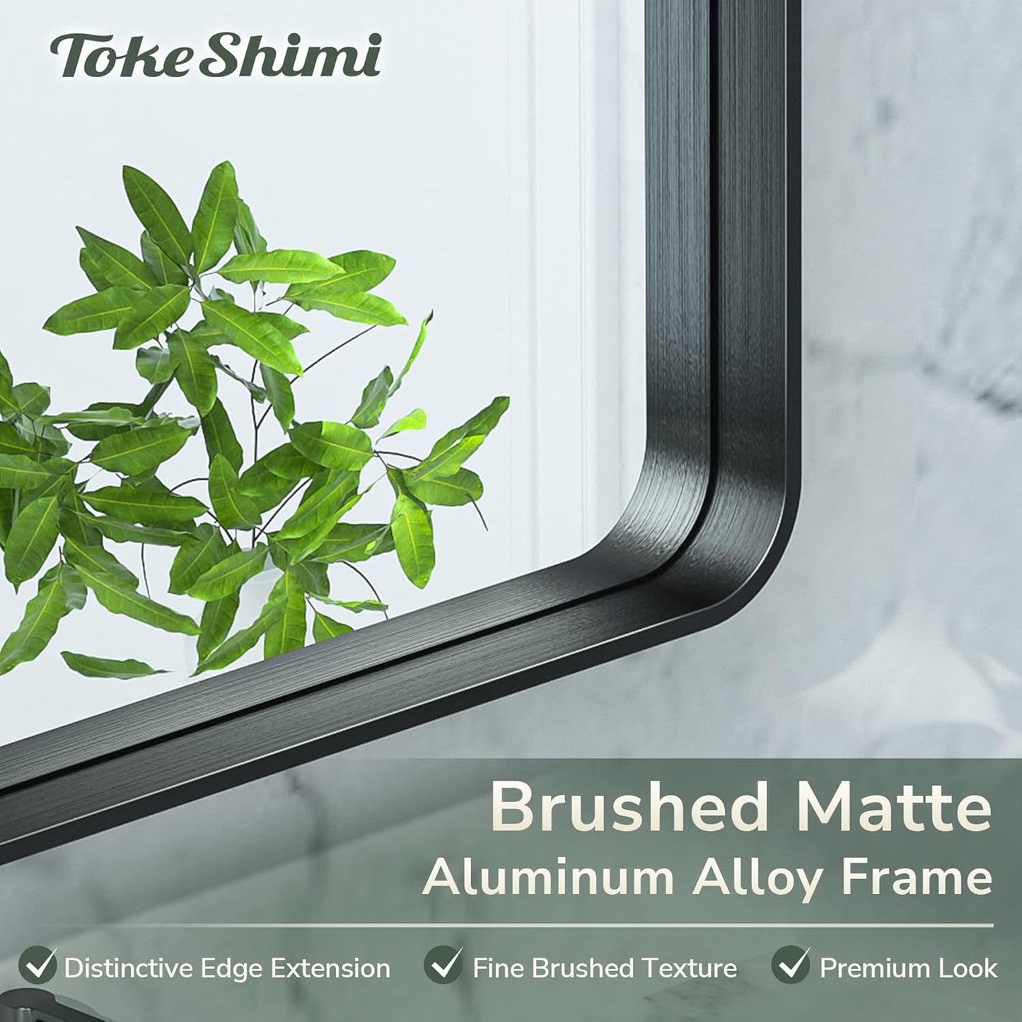 TokeShimi 42x36 Black Bathroom Mirror for Wall Vanity Mirror with Brushed Metal Frame Non-Rusting Aluminum Alloy for Modern Farmhouse Bedroom Living Room Decor (Horizontal/Vertical)